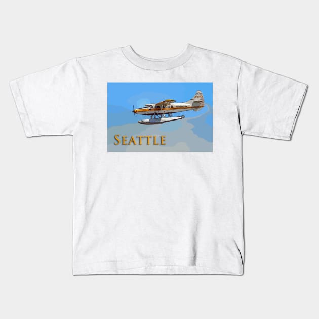 Seattle Seaplane landing Kids T-Shirt by WelshDesigns